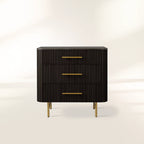 Finnley Bedroom Marble Top Nightside Table Living Three-Drawer Chest Wood Nightstands Bedside Table