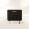 Finnley Bedroom Marble Top Nightside Table Living Three-Drawer Chest Wood Nightstands Bedside Table