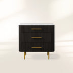 Finnley Bedroom Marble Top Nightside Table Living Three-Drawer Chest Wood Nightstands Bedside Table