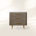 Finnley Bedroom Marble Top Nightside Table Living Three-Drawer Chest Wood Nightstands Bedside Table