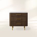 Finnley Bedroom Marble Top Nightside Table Living Three-Drawer Chest Wood Nightstands Bedside Table