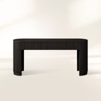 Finnley Reeded Solid Oak Wood Console Entrance Table Rural Style Hallway Entryway Table