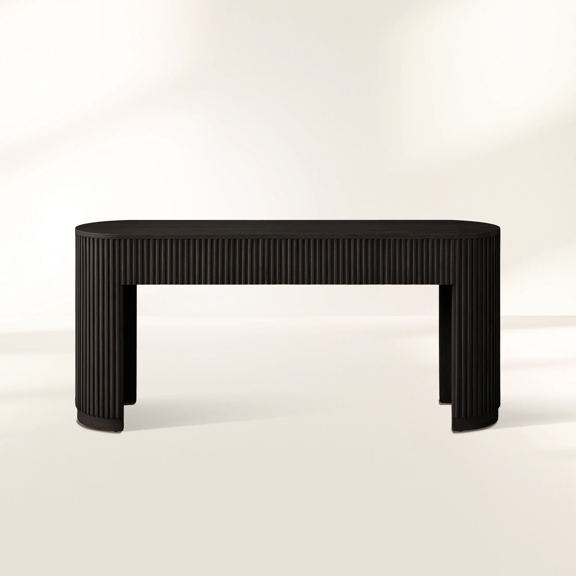 Finnley Reeded Solid Oak Wood Console Entrance Table Rural Style Hallway Entryway Table
