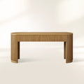 Finnley Reeded Solid Oak Wood Console Entrance Table Rural Style Hallway Entryway Table