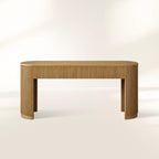 Finnley Reeded Solid Oak Wood Console Entrance Table Rural Style Hallway Entryway Table