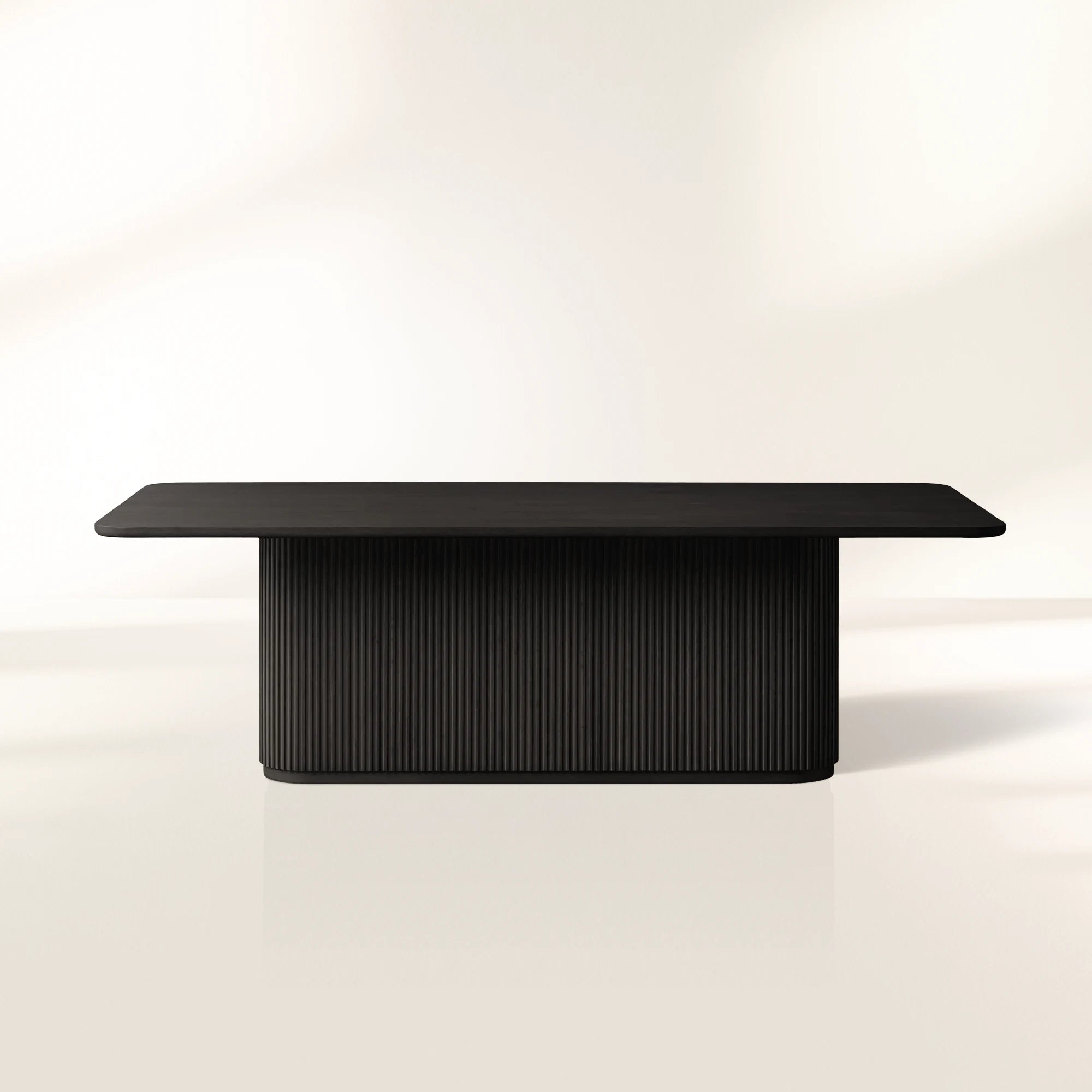 Finnley Wood Modern Rectangle Dining Table with Reeded Detailing Base
