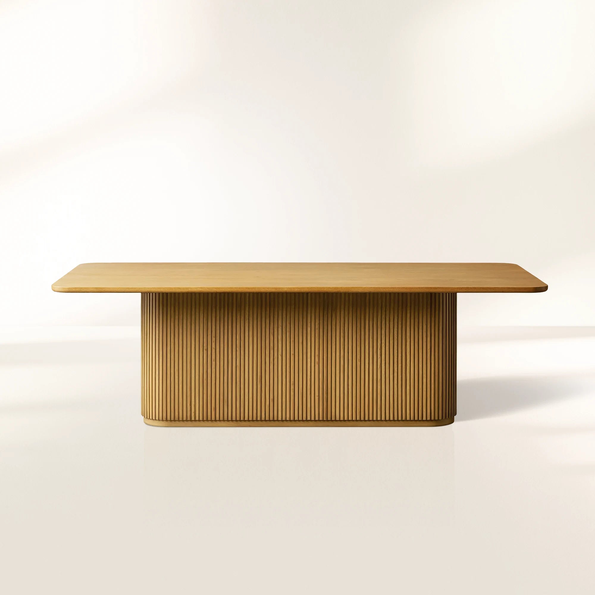 Finnley Wood Modern Rectangle Dining Table with Reeded Detailing Base
