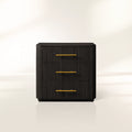 Finnley Wood Nightstand Finnish Pine with Oak Veneers 3-Drawer Cabinet Chest Reeded Nightside Table