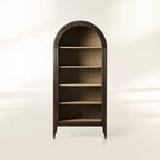 Hattie Oak Wood Open Bookcase File Cabinets Arch Design Tall Display Cabinets