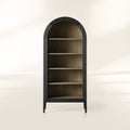 Hattie Oak Wood Open Bookcase File Cabinets Arch Design Tall Display Cabinets
