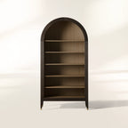 Hattie Oak Wood Open Bookcase File Cabinets Arch Design Tall Display Cabinets