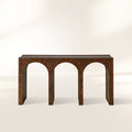 Hattie Wood Console Entryway Table with Natural Burl Veneers Arch Design Hallway Entrance Table