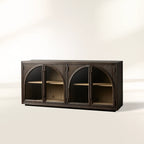 Hattie Oak Wood Buffet Sideboard Vintage Arched TV Cabinets Hatments Entrance Cabinets