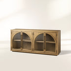 Hattie Oak Wood Buffet Sideboard Vintage Arched TV Cabinets Hatments Entrance Cabinets