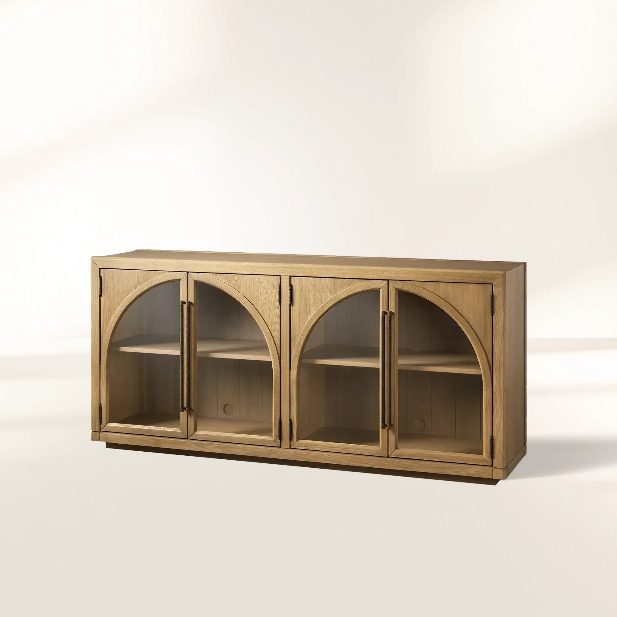 Hattie Oak Wood Buffet Sideboard Vintage Arched TV Cabinets Hatments Entrance Cabinets