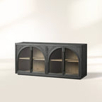 Hattie Oak Wood Buffet Sideboard Vintage Arched TV Cabinets Hatments Entrance Cabinets
