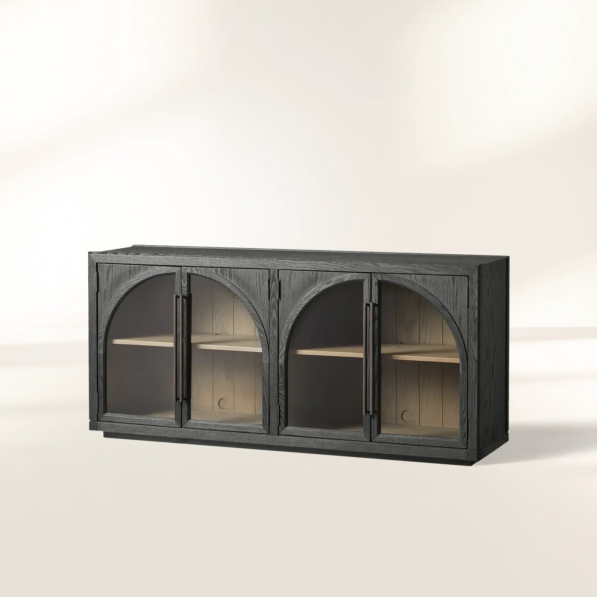 Hattie Oak Wood Buffet Sideboard Vintage Arched TV Cabinets Hatments Entrance Cabinets