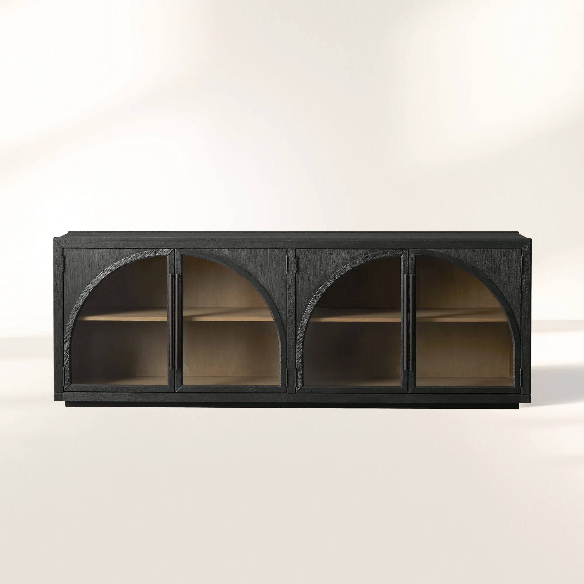 Hattie Oak Wood Buffet Sideboard Vintage Arched TV Cabinets Hatments Entrance Cabinets