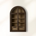 Hattie Wall Mounted Storage Cabinet Wood Arched Drawers Cabinet with Medi Century Style
