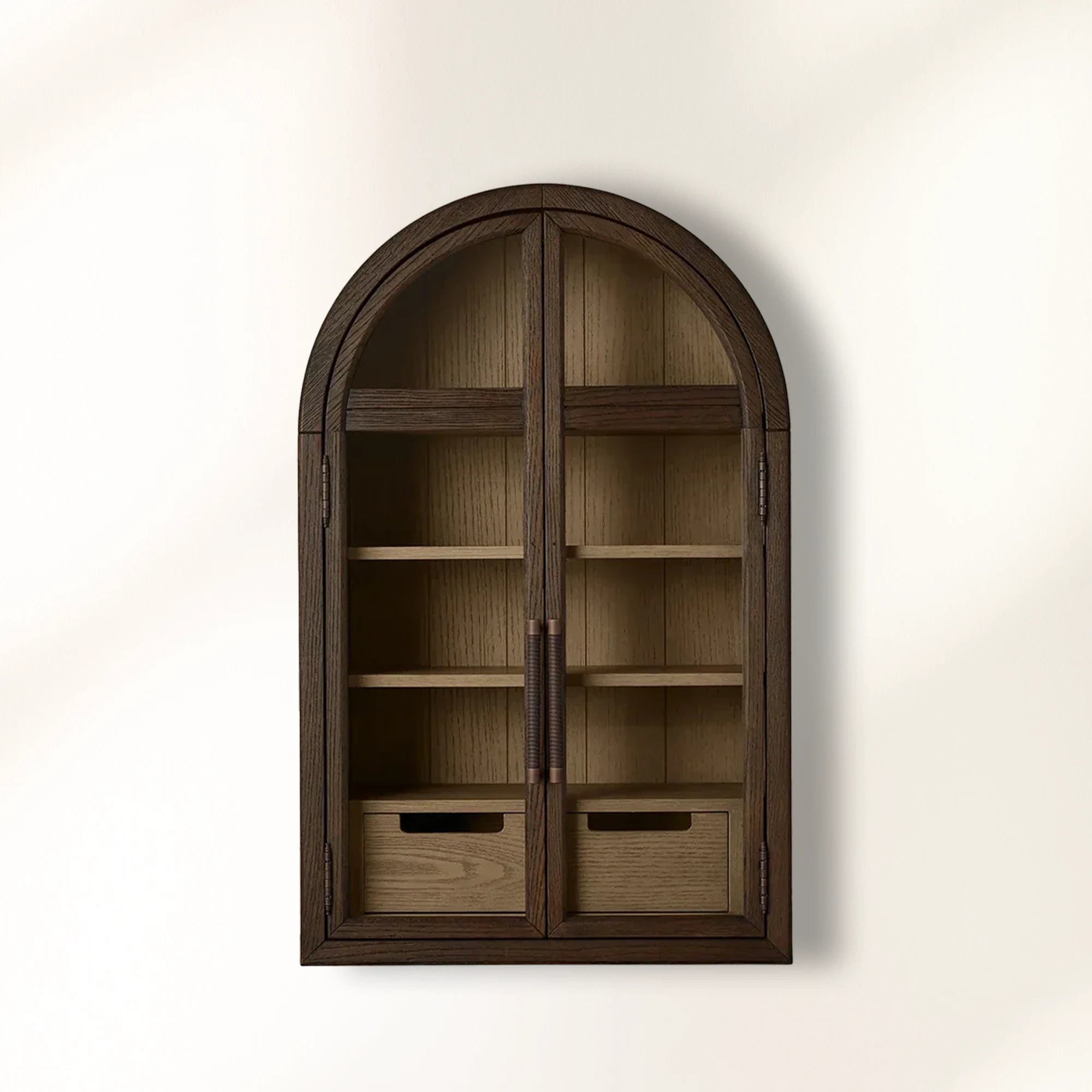 Hattie Wall Mounted Storage Cabinet Wood Arched Drawers Cabinet with Medi Century Style