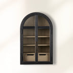 Hattie Wall Mounted Storage Cabinet Wood Arched Drawers Cabinet with Medi Century Style