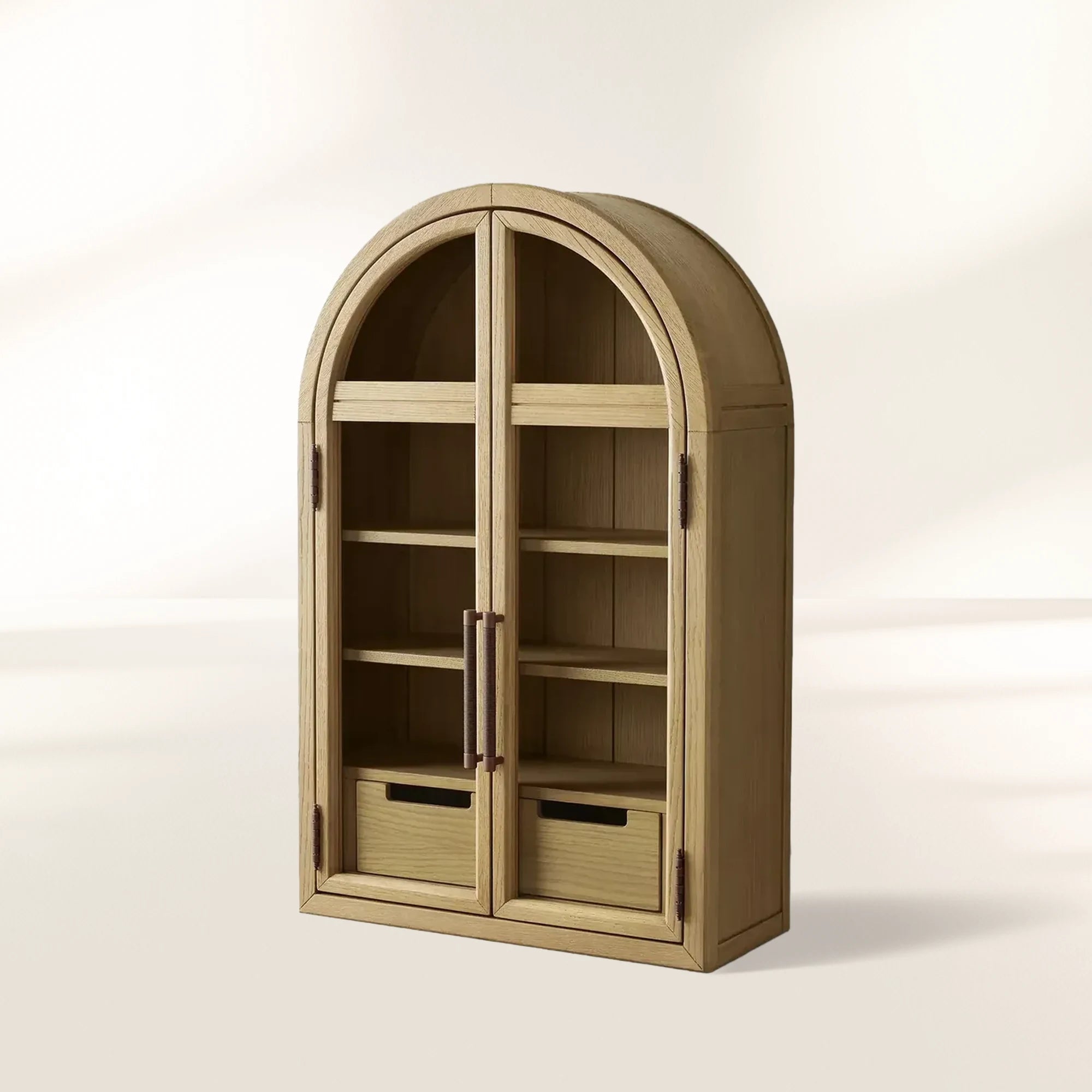 Hattie Wall Mounted Storage Cabinet Wood Arched Drawers Cabinet with Medi Century Style