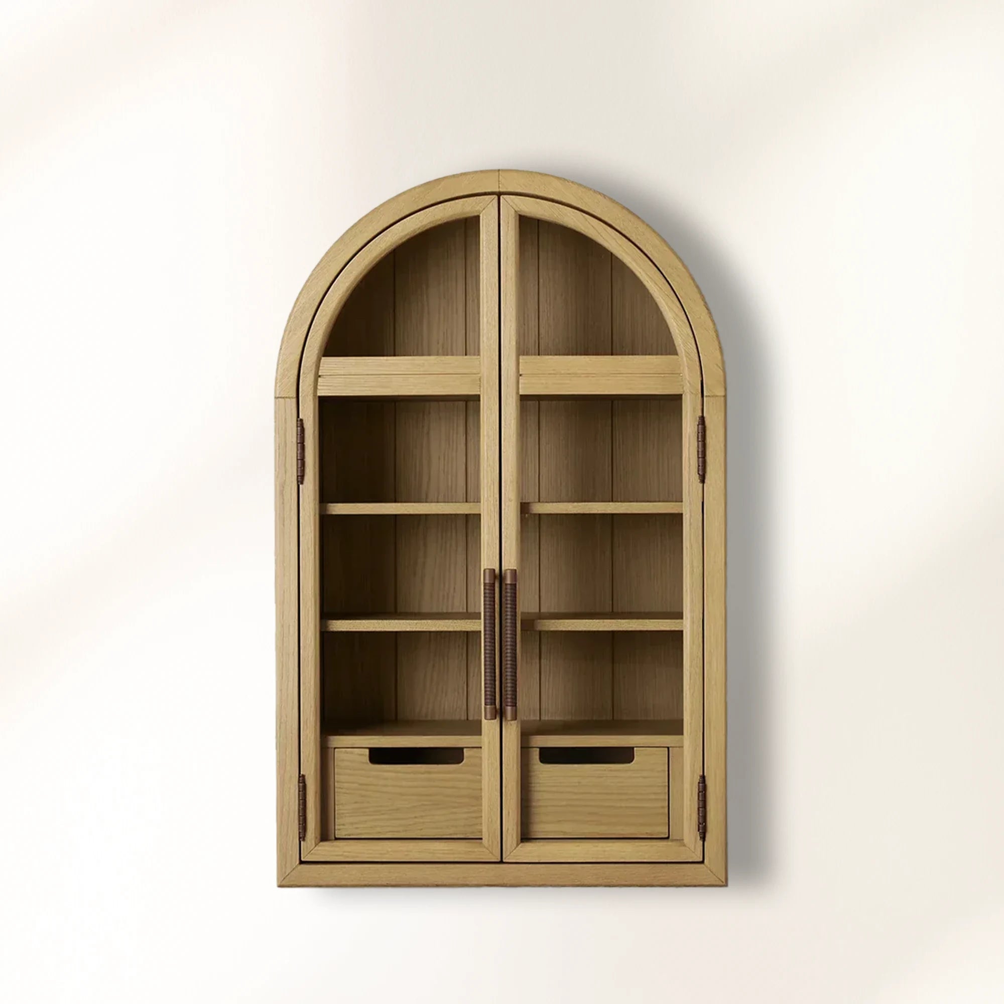 Hattie Wall Mounted Storage Cabinet Wood Arched Drawers Cabinet with Medi Century Style