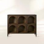 Hattie Solid Oak Arched Storage Cabinet with Six Open Arched Cubbies