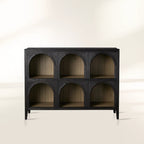 Hattie Solid Oak Arched Storage Cabinet with Six Open Arched Cubbies