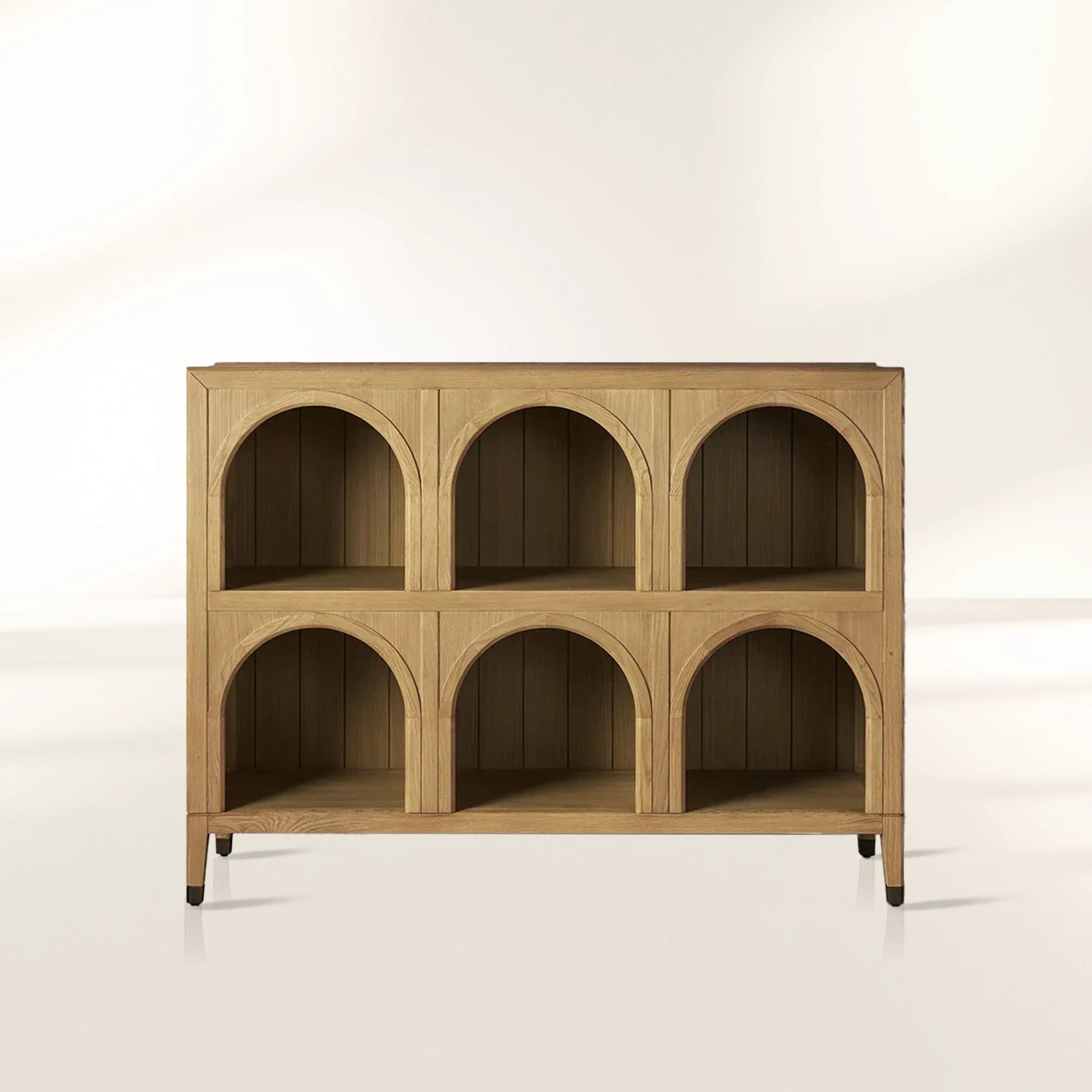Hattie Solid Oak Arched Storage Cabinet with Six Open Arched Cubbies