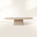 Ilaria Light Travertine Coffee Table with Italian Stone Pedestal Living Room Center Tea Table Cocktail Table