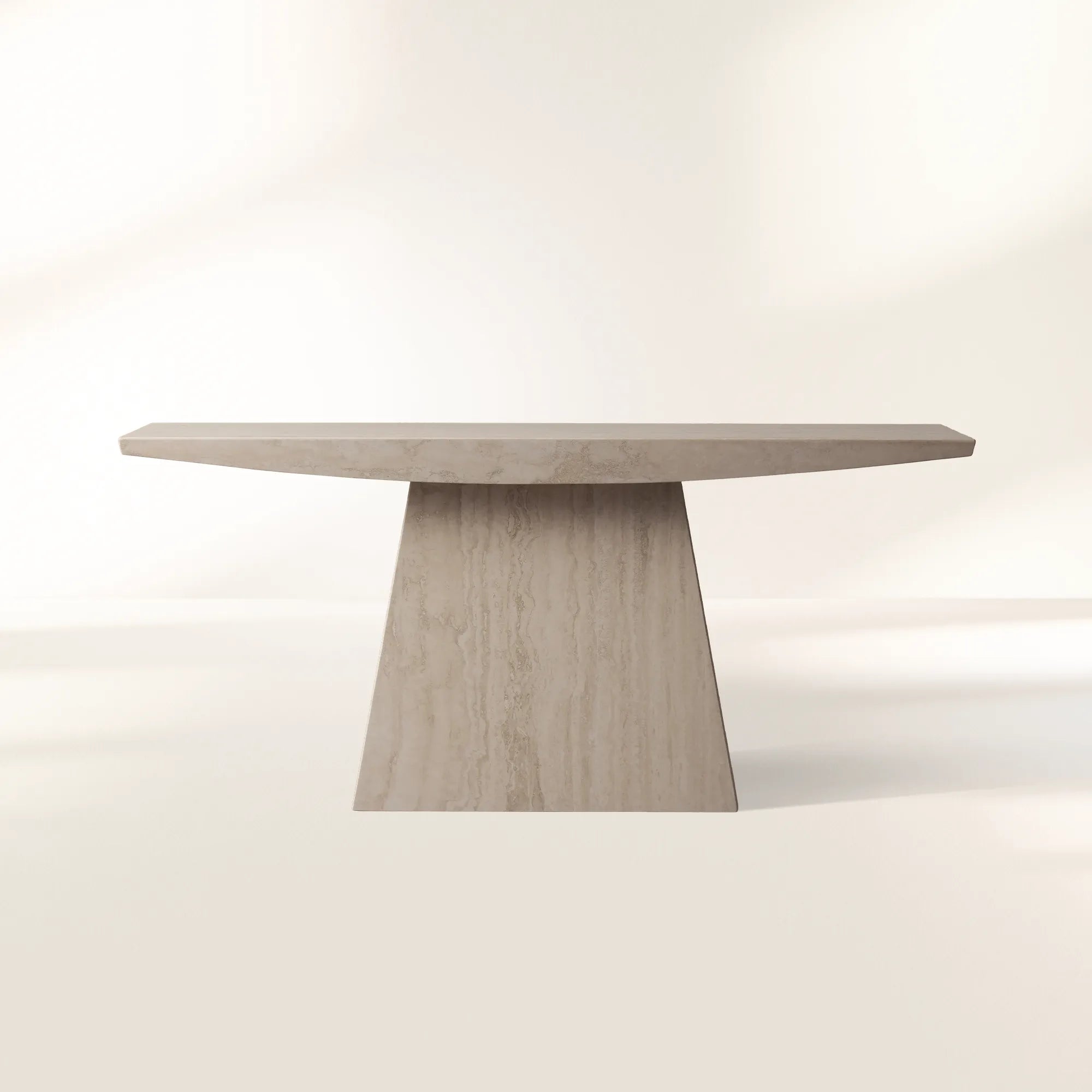 Ilaria Stone Entrance Console Table with Light Travertine Hallway Entryway Table Natural Style