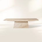 Ilaria Stone Coffee Table Beige Coralle Marble Pedestal Cocktail Table Living Room Center Tea Table
