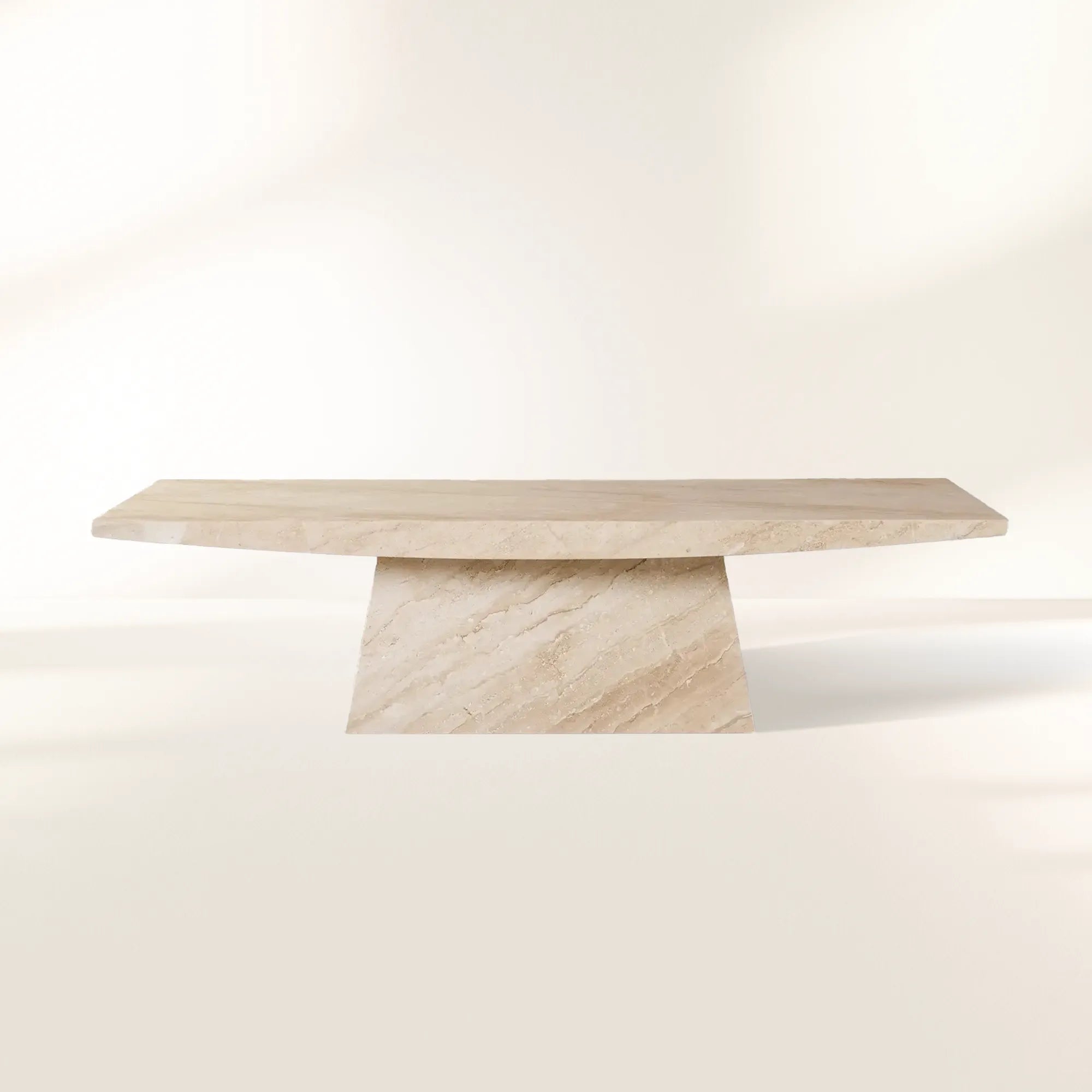 Ilaria Stone Coffee Table Beige Coralle Marble Pedestal Cocktail Table Living Room Center Tea Table