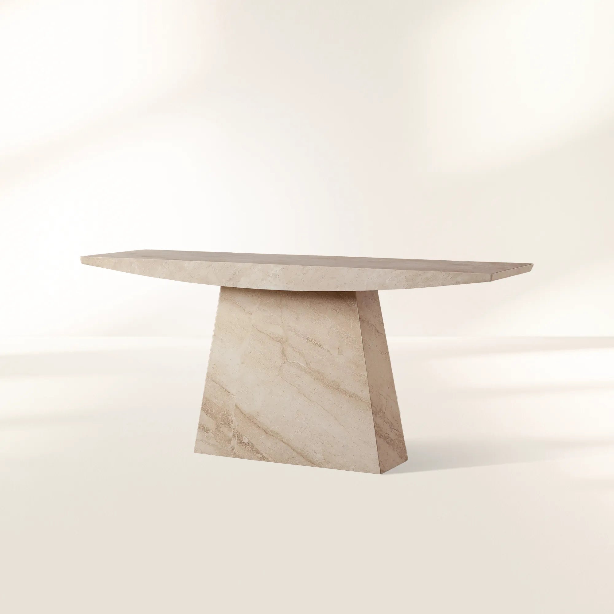 Ilaria Coralle Marble Stone Entryway Console Table with Natural Beige Stone Hallway Entrance Table