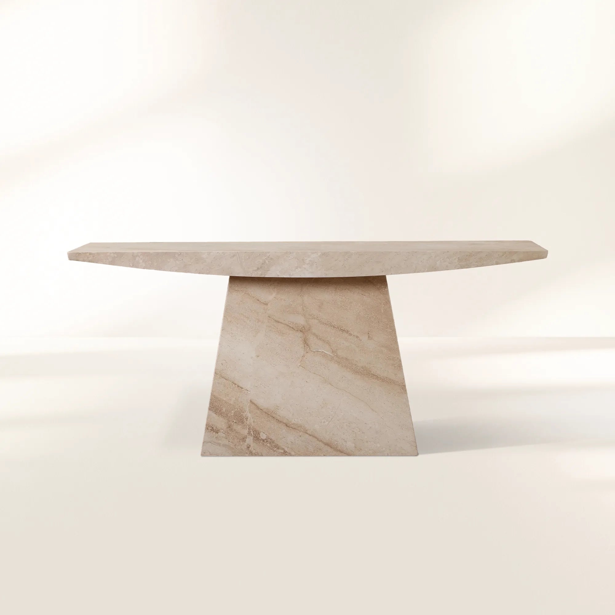 Ilaria Coralle Marble Stone Entryway Console Table with Natural Beige Stone Hallway Entrance Table