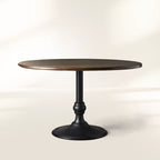 Jacob Modern Round Dining Table Industrial Style with Wade Solid Cast Iron Base