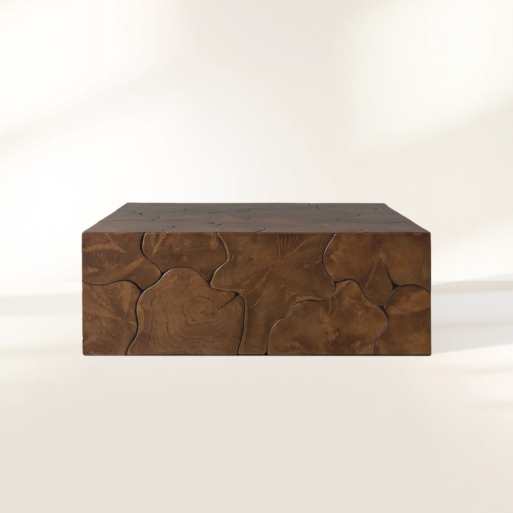 Kalmar Square Coffee Table with Natural Teak Wood Living Room Center Tea Table Cocktail Table Unique Style