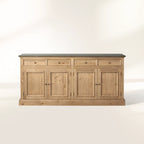 Kensington Pine Wood Buffet Sideboard Marble Top Entrance Storage Cabinet Media TV Cabinet