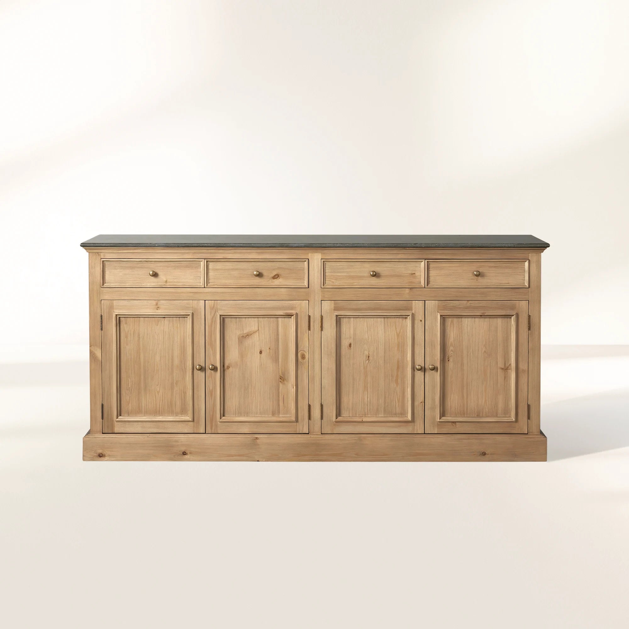 Kensington Pine Wood Buffet Sideboard Marble Top Entrance Storage Cabinet Media TV Cabinet