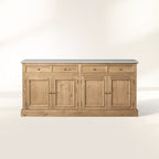 Kensington Pine Wood Buffet Sideboard Marble Top Entrance Storage Cabinet Media TV Cabinet