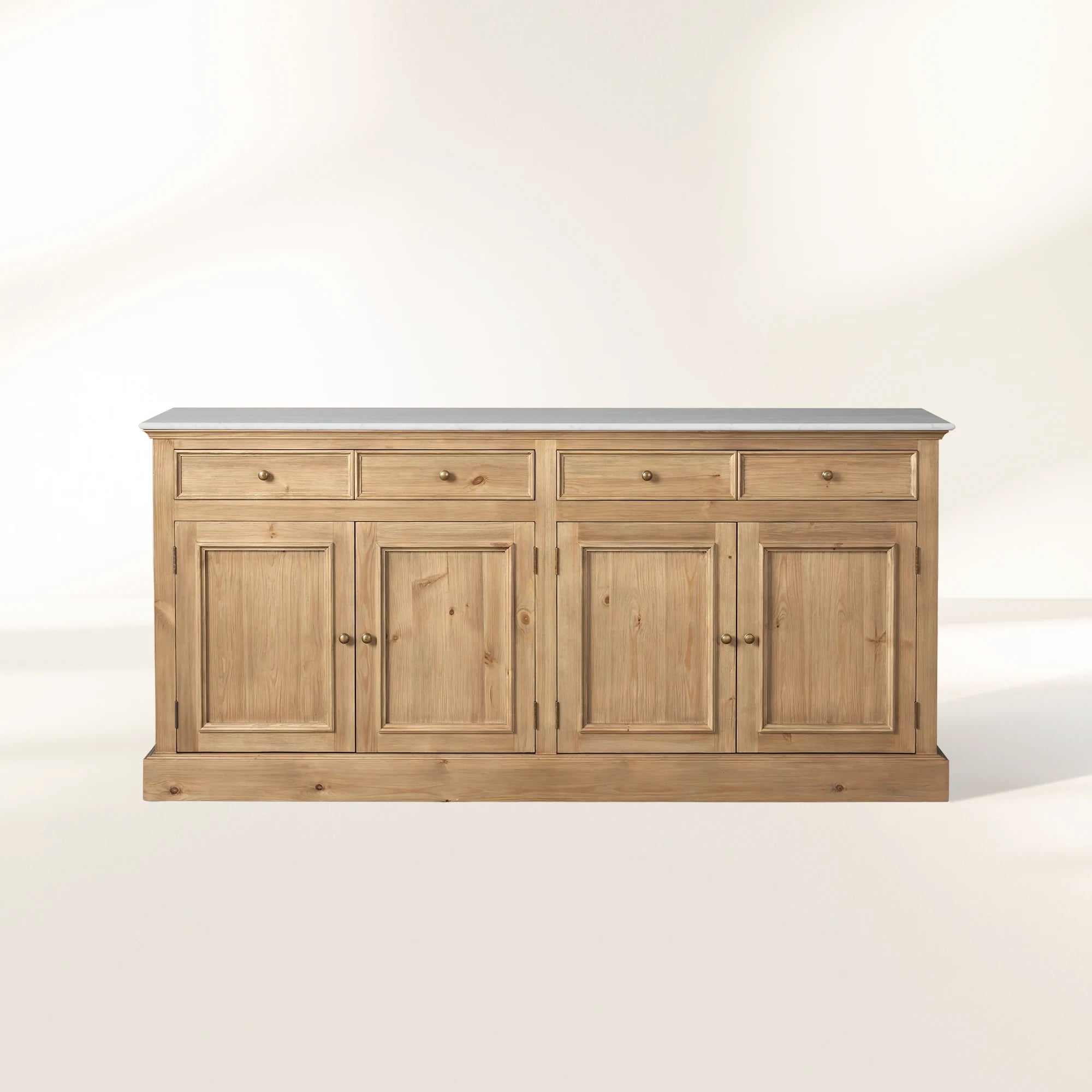 Kensington Pine Wood Buffet Sideboard Marble Top Entrance Storage Cabinet Media TV Cabinet