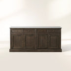 Kensington Pine Wood Buffet Sideboard Marble Top Entrance Storage Cabinet Media TV Cabinet
