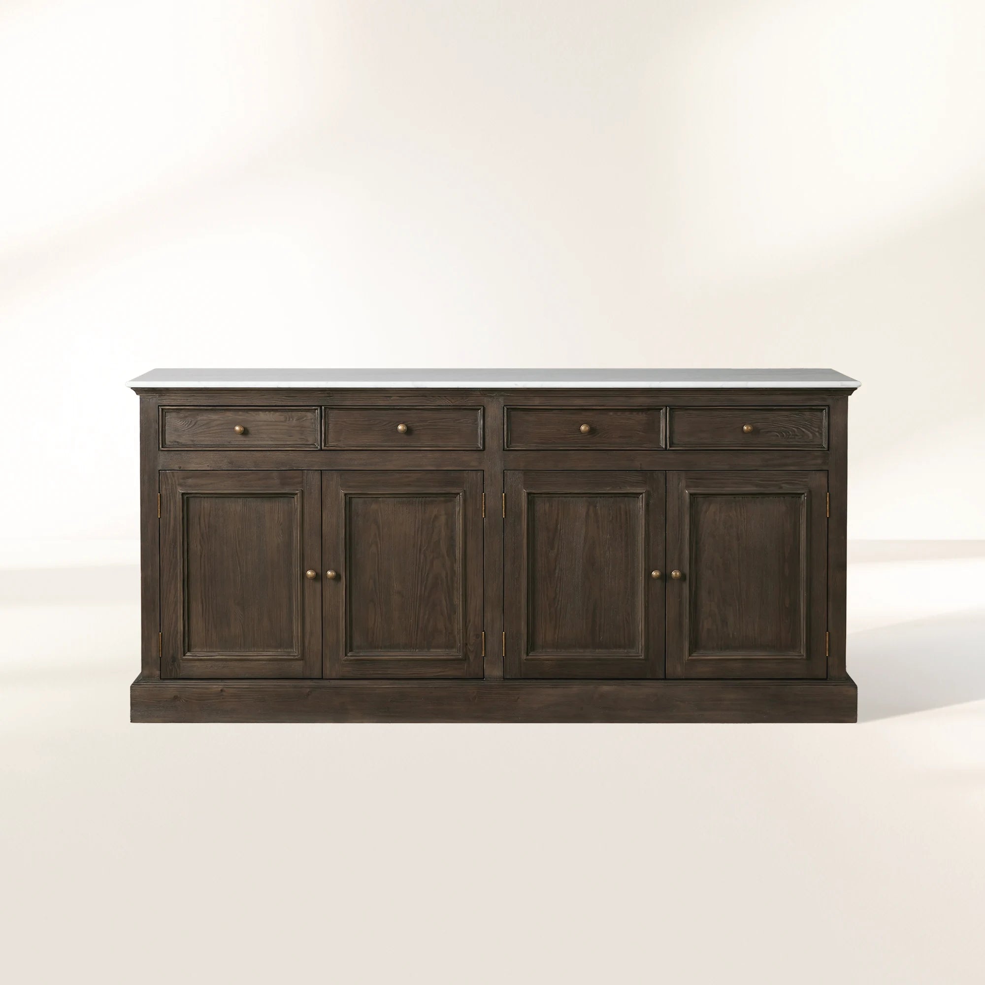 Kensington Pine Wood Buffet Sideboard Marble Top Entrance Storage Cabinet Media TV Cabinet