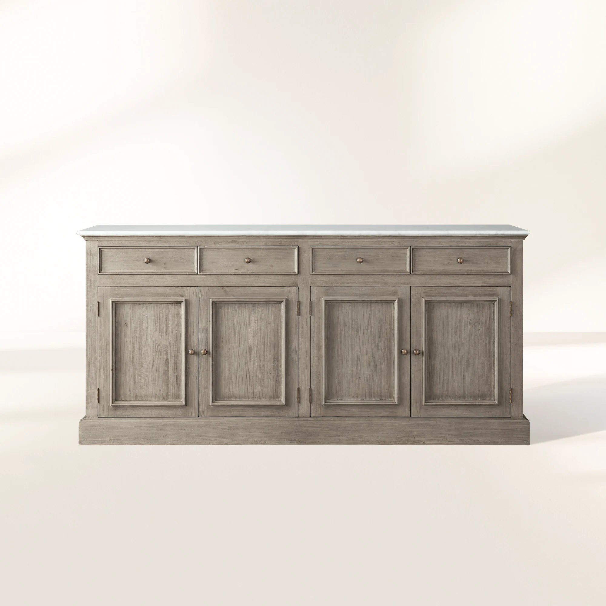 Kensington Pine Wood Buffet Sideboard Marble Top Entrance Storage Cabinet Media TV Cabinet