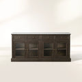Kensington Bluestone Marble Top Buffet Sideboard Pine Wood Entryways Side Cabinet Glass Doors Media TV Cabinet