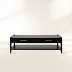 Lewis Couchtisch aus Massivholz, Sofa-Beistelltisch mit geriffelten Schubladen
