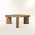 Lonelle Round Versatile Coffee Table with Solid Oak Wood Column-Style Legs Nesting Center Tea Table Cocktail Table