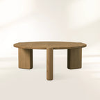Lonelle Round Versatile Coffee Table with Solid Oak Wood Column-Style Legs Nesting Center Tea Table Cocktail Table