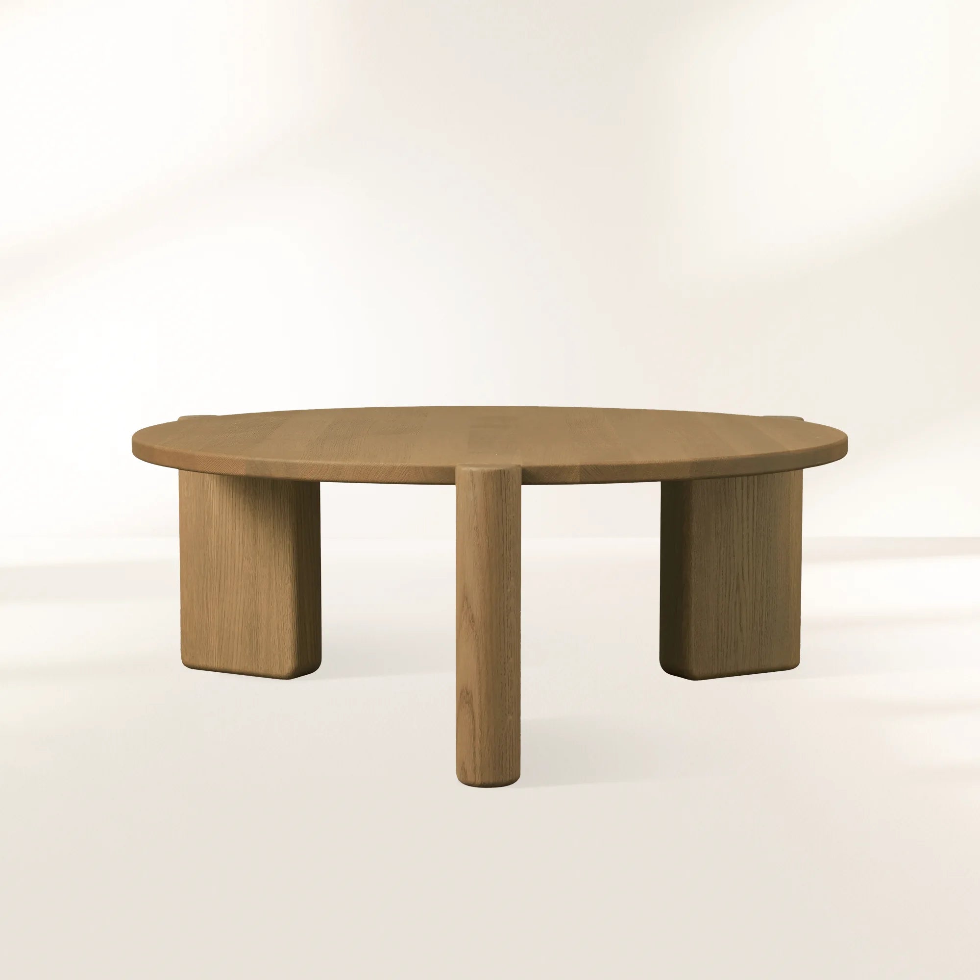 Lonelle Round Versatile Coffee Table with Solid Oak Wood Column-Style Legs Nesting Center Tea Table Cocktail Table